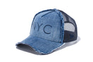 Youth 9FORTY A-Frame トラッカー ダメージ NYC ウォッシュドデニム × ミッドナイトネイビー - 12048657-OSFA | NEW ERA ニューエラ公式オンラインストア