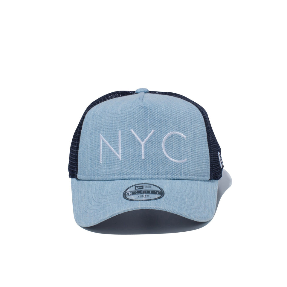 Youth 9FORTY A-Frame トラッカー デニム NYC ウォッシュドデニム × スノーホワイト - 12541002-YTH | NEW ERA ニューエラ公式オンラインストア