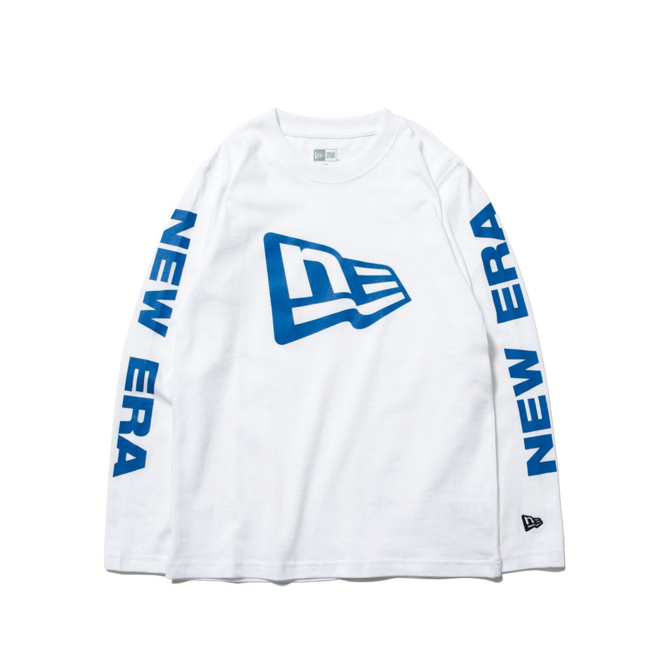 Youth 長袖 コットン Tシャツ フラッグロゴ ホワイト × ブルー - 12542571-130 | NEW ERA ニューエラ公式オンラインストア